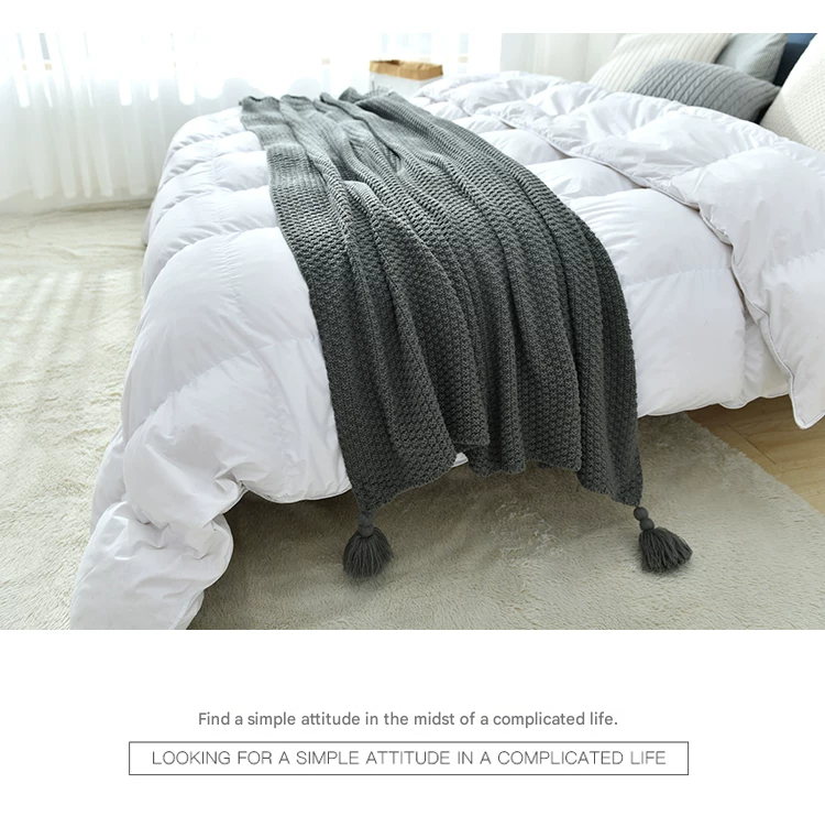 Pink 150*200cm Nordic Style Tassel Knit Throw Blanket - Soft Polyester Sofa view 4