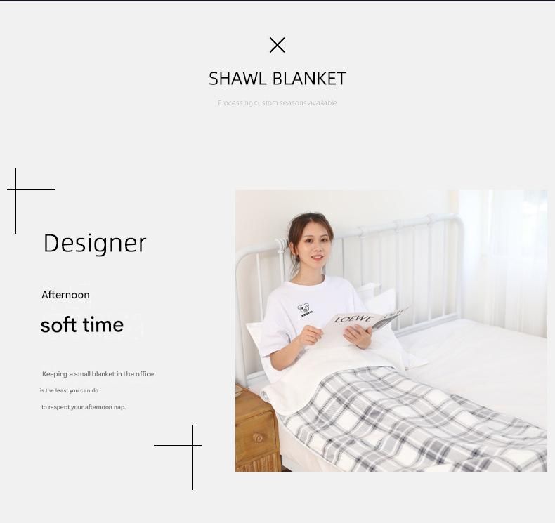 Gray and White 100*140cm Japanese-Style shawl blanket Ultra-Soft Blanket view 3