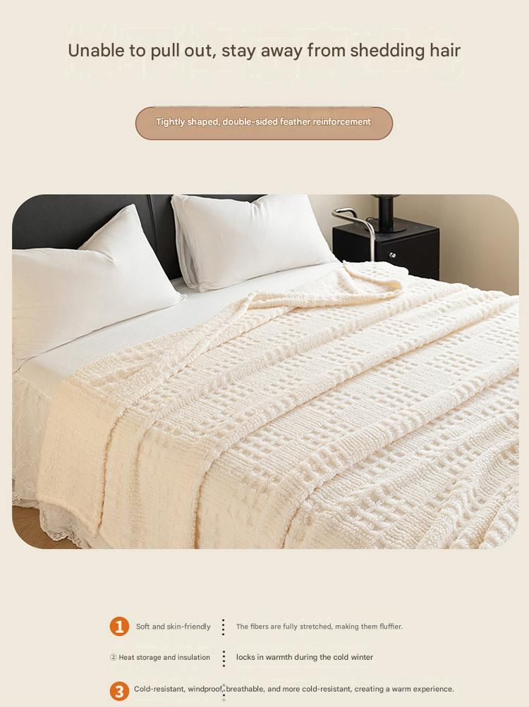 Yellow 180*200cm Thickened Double-Sided Plush Waffle Weave Throw Blanket view 9