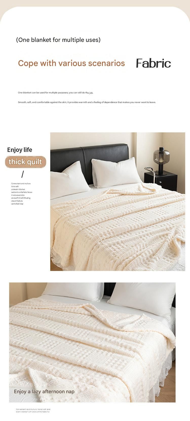 Purple 100*150cm Thickened Double-Sided Plush Waffle Weave Throw Blanket view 7