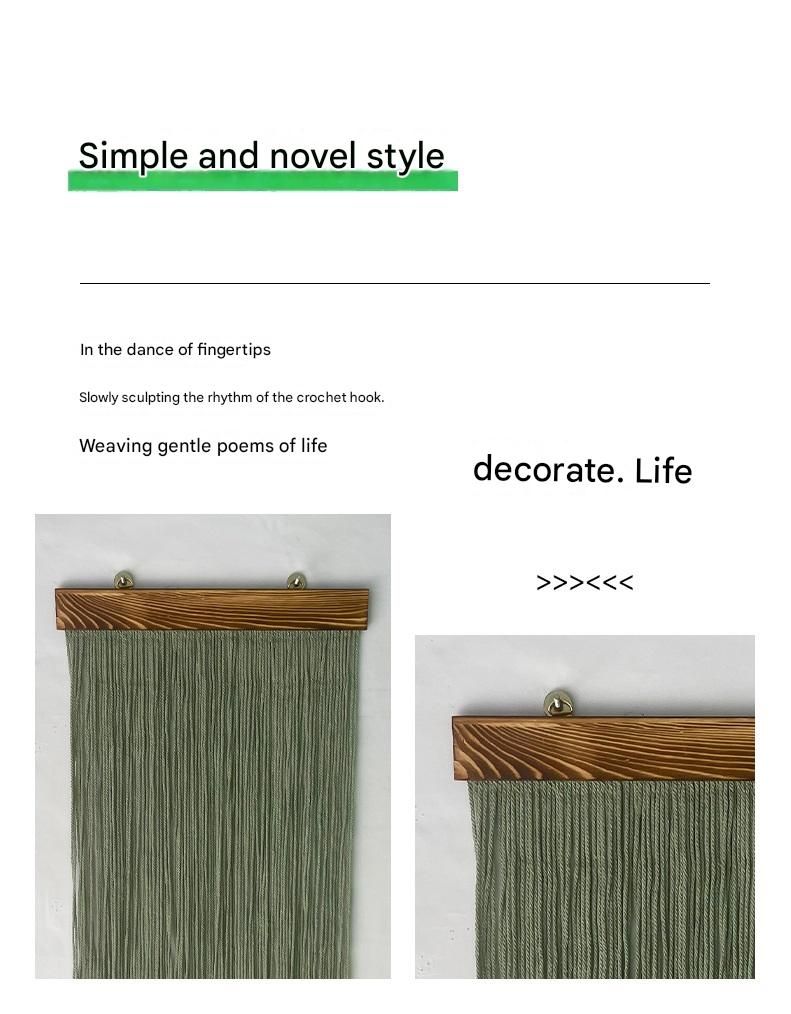 Light Green 90×40 cm Natural Fibre Tapestry -Handwoven Cotton Tassel Wall view 3