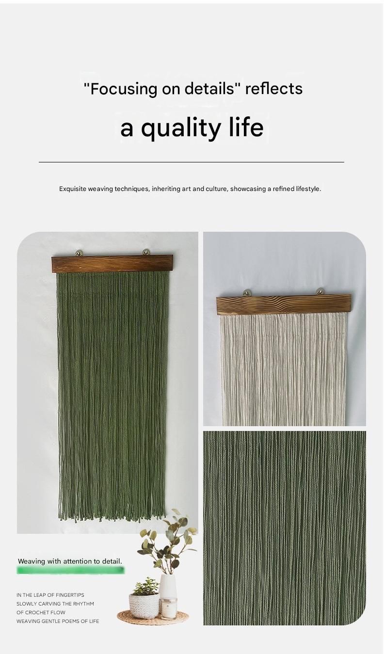 Dark Green 90×40 cm Natural Fibre Tapestry -Handwoven Cotton Tassel Wall view 5