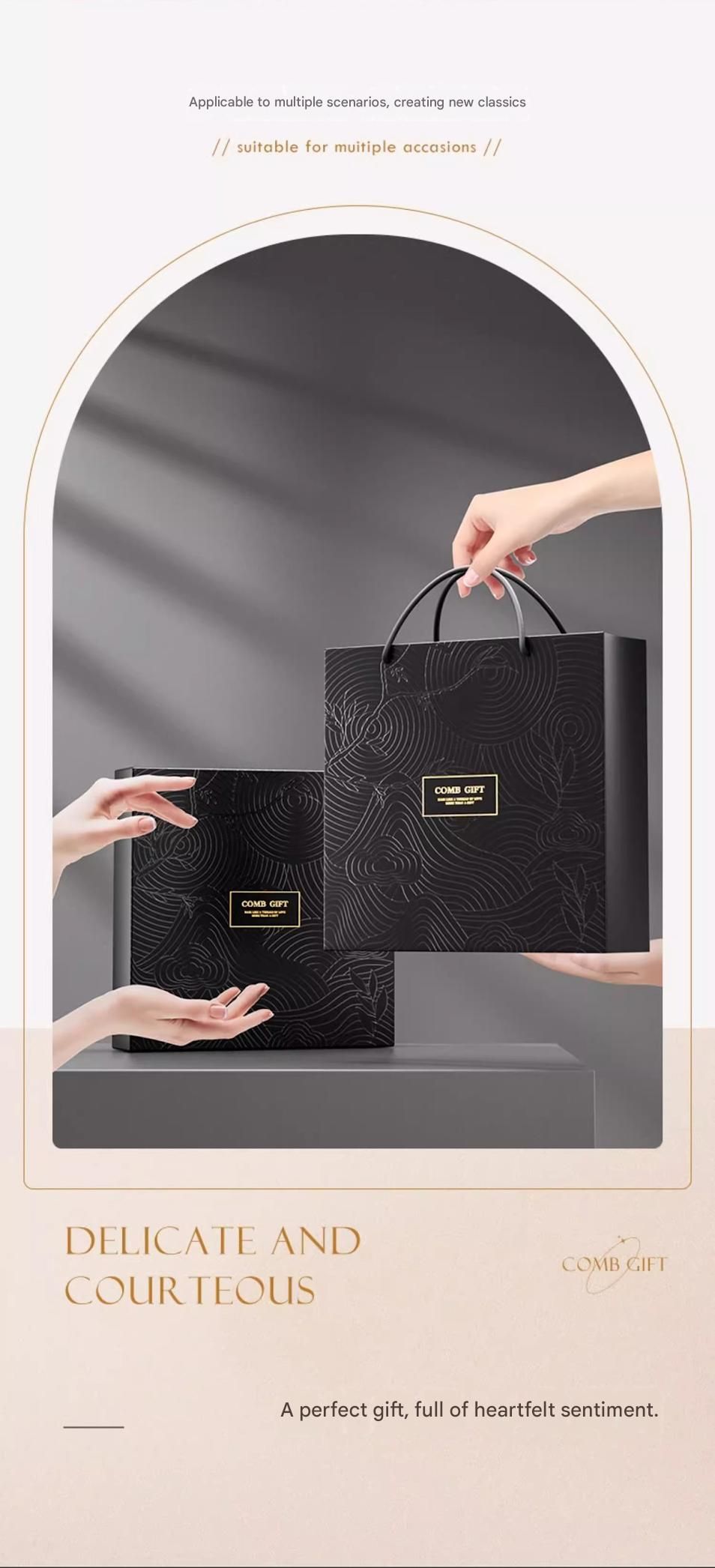 Black 3-Piece Gift Box Set Premium ABS Hair Care Gift Set with Cushion Paddle view 10