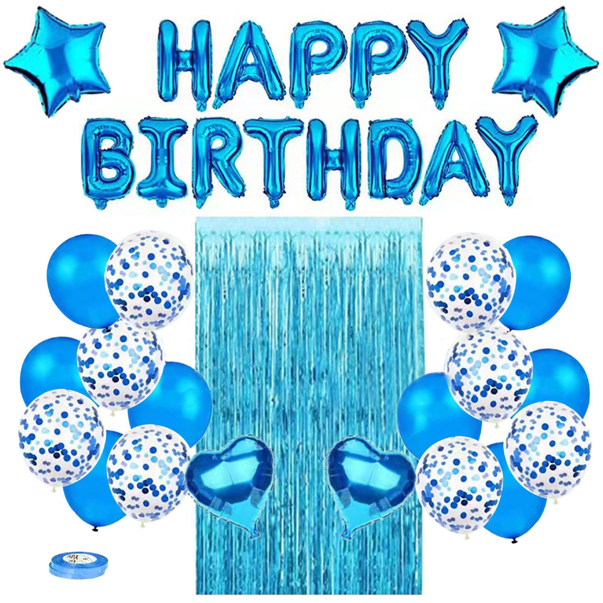 Blue Premium Foil Balloon Party Kit – Happy Birthday Banner