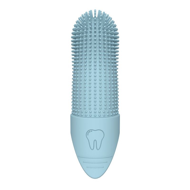 Blue Silicone Pet Finger Toothbrush for Cats and Dogs - Soft Dental Care Brush