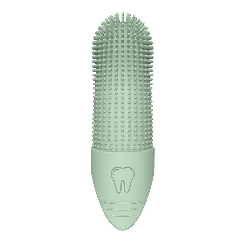 Green Silicone Pet Finger Toothbrush for Cats and Dogs - Soft Dental Care