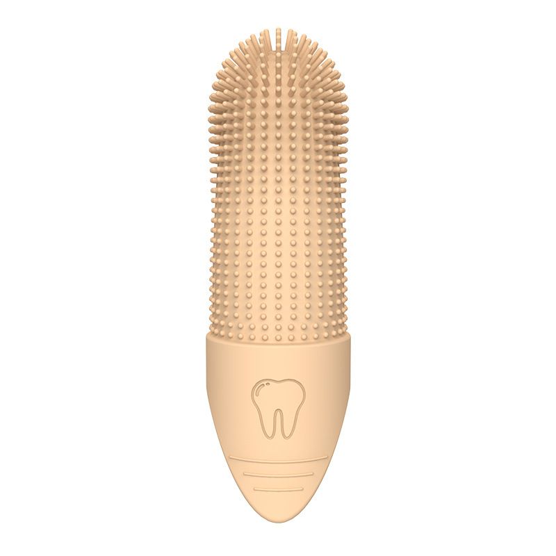 Yellow Silicone Pet Finger Toothbrush for Cats and Dogs - Soft Dental Care