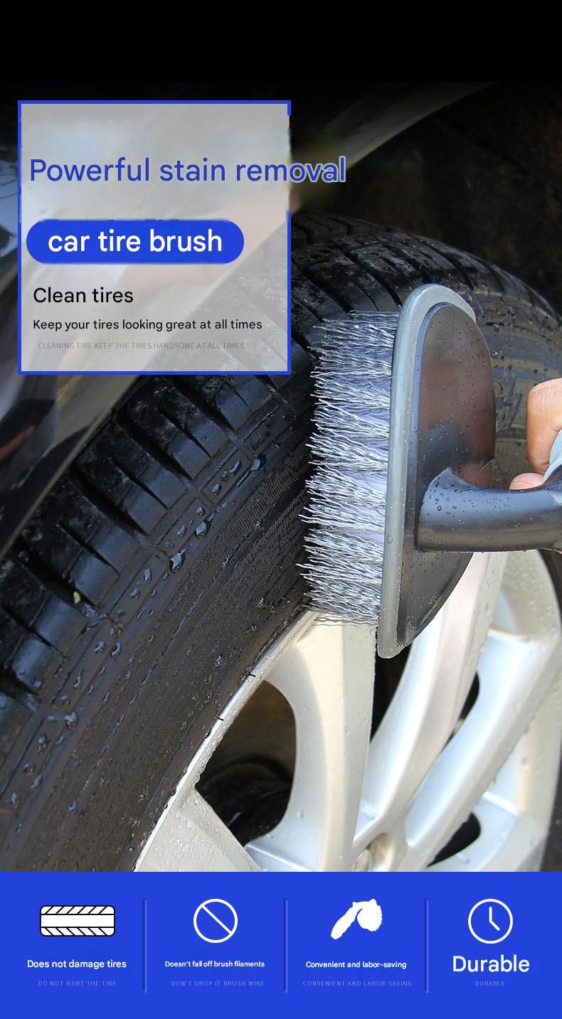 3-piece Car Tyre and Wheel Rim Cleaning Brush - Heavy Duty PP Bristles view 2