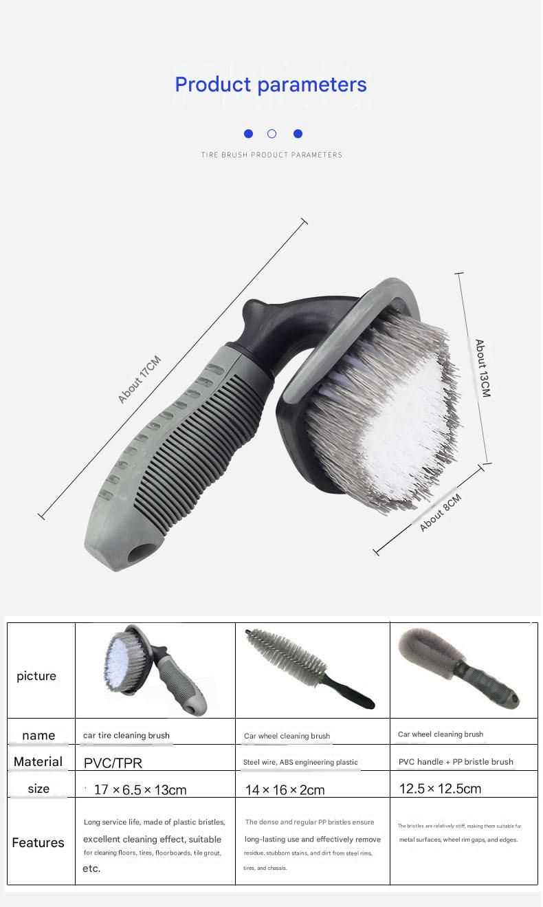 3-piece Car Tyre and Wheel Rim Cleaning Brush - Heavy Duty PP Bristles view 11