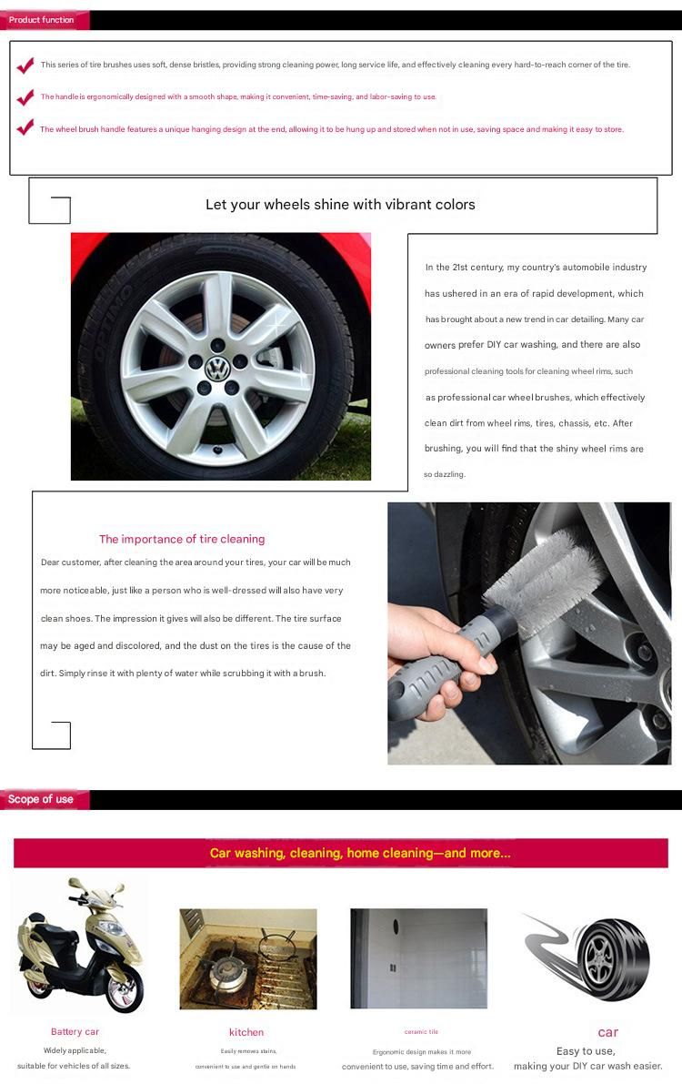 3-piece Car Tyre and Wheel Rim Cleaning Brush - Heavy Duty PP Bristles view 12