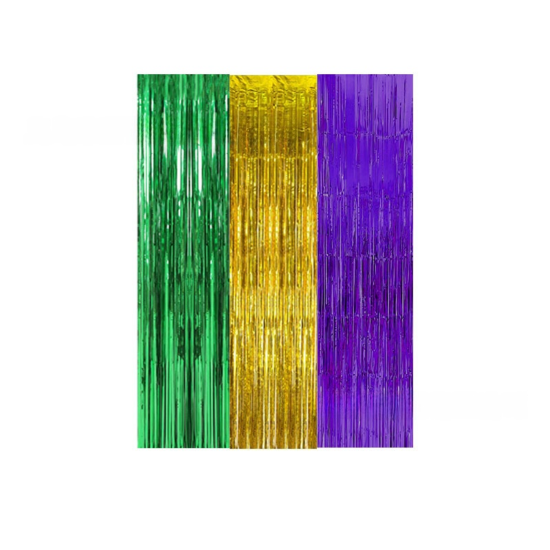 5-piece Light Blue Laser Tinsel Foil Fringe Curtain - 1*1m Metallic Party view 2
