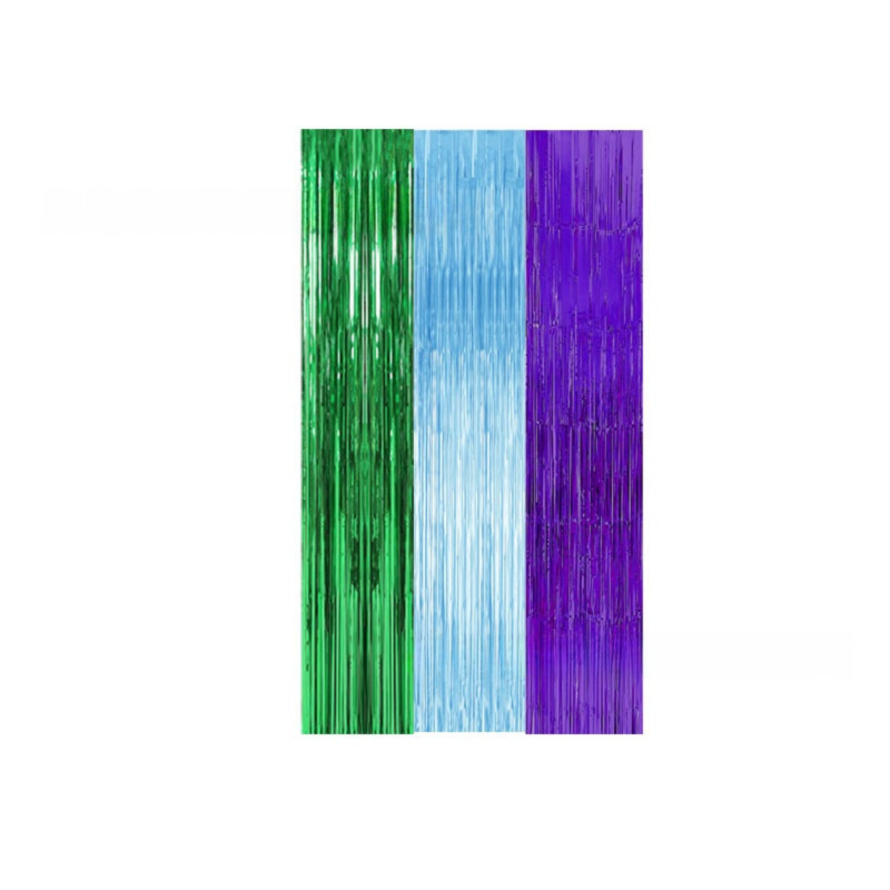 5-piece Purple Laser Tinsel Foil Fringe Curtain - 1*1m Metallic Party Streamer view 3