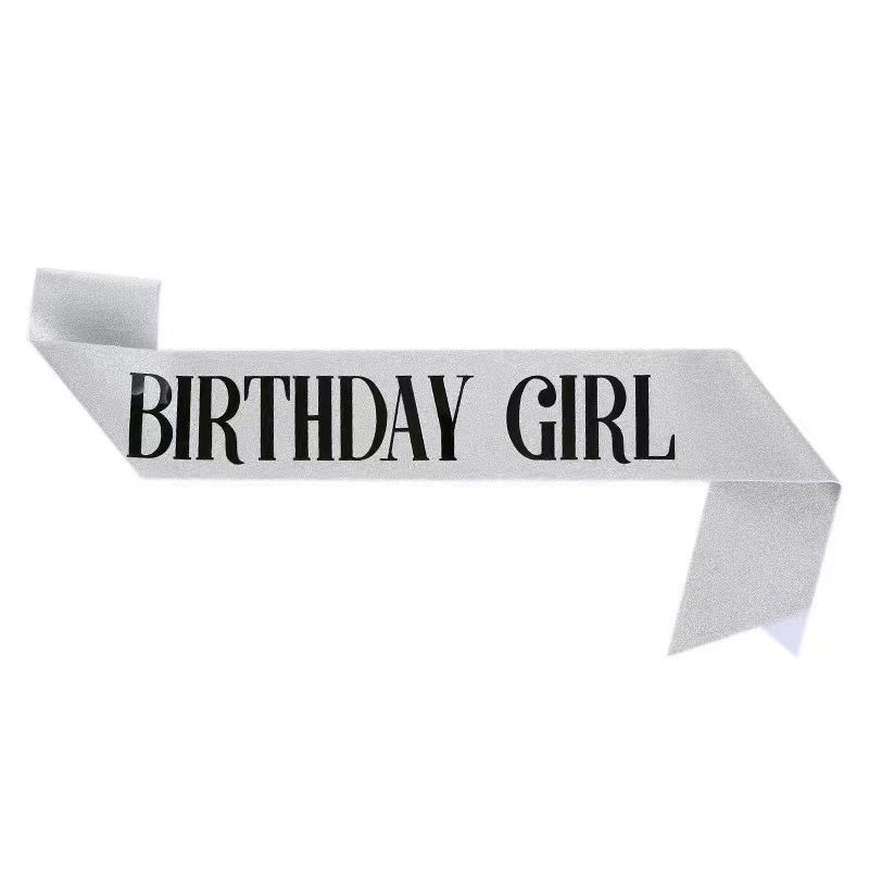 2-piece Golden and Silvery Birthday Girl Tiara and Sash Set - Elegant view 3