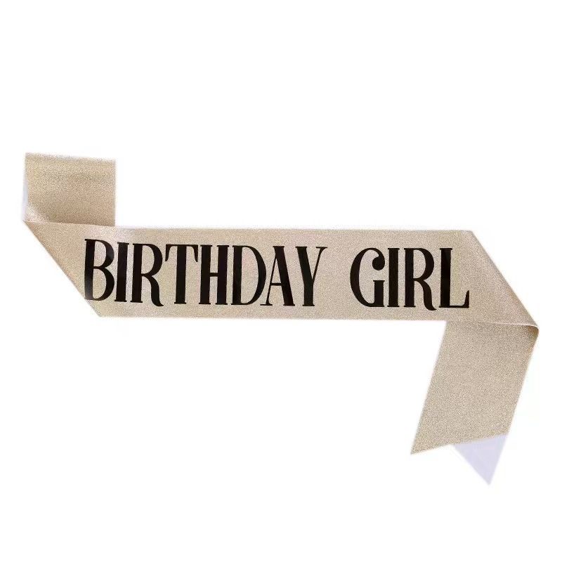 2-piece Silvery and Golden Birthday Girl Tiara and Sash Set - Elegant view 3