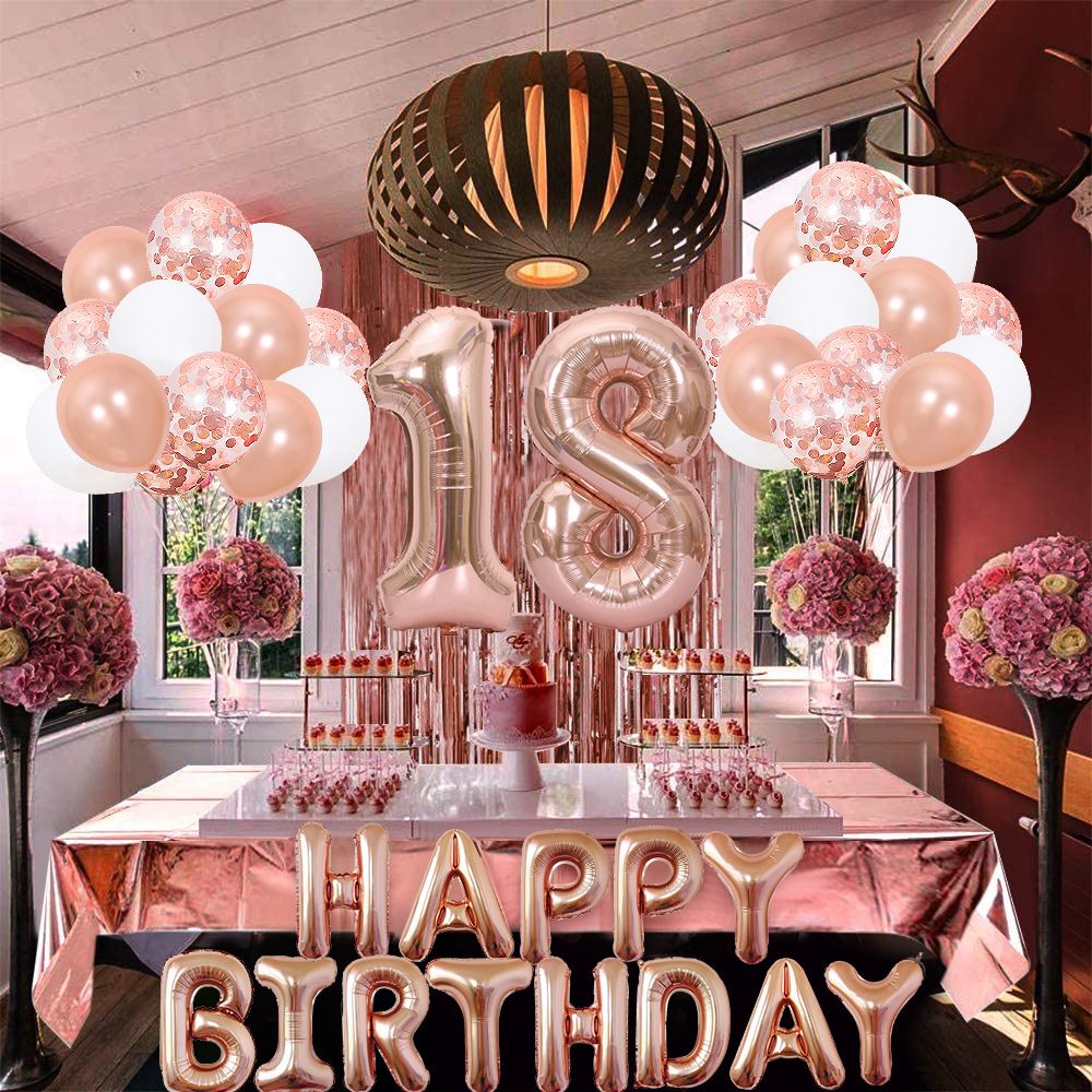 Rose Gold 18th Birthday Balloon Decoration Set - Foil Number Balloons view 2
