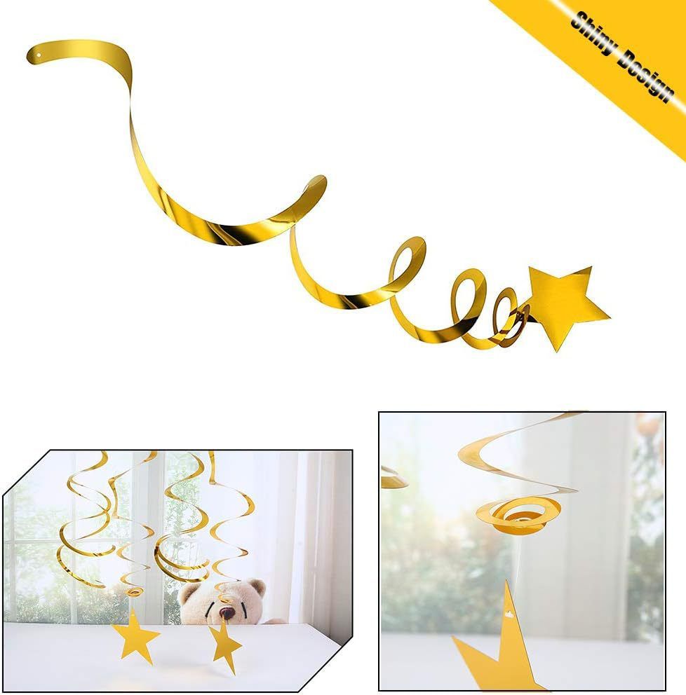 30-Piece Set for Golden Star Spiral Hanging Decorations - Birthday view 5