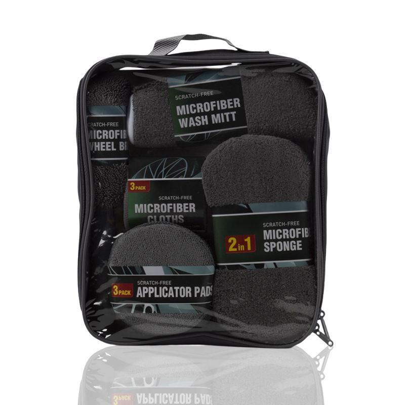 9-Piece Grey Car cleaning kit - Microfibre Wash Mitt