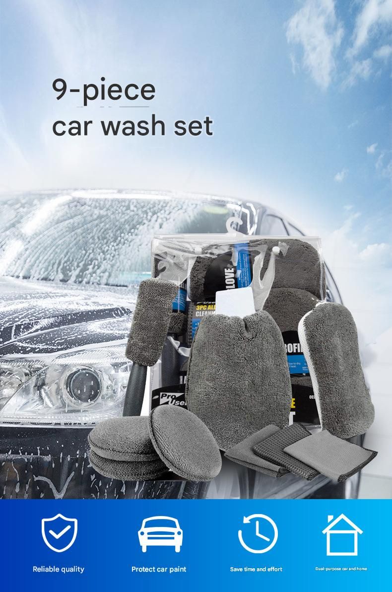 9-Piece Orange Car cleaning kit- Microfibre Wash Mitt view 2