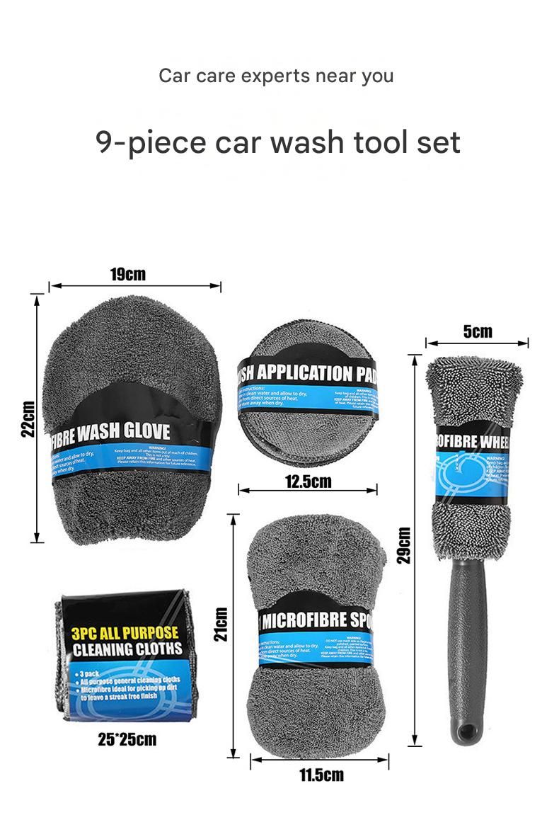 9-Piece Orange Car cleaning kit- Microfibre Wash Mitt view 5