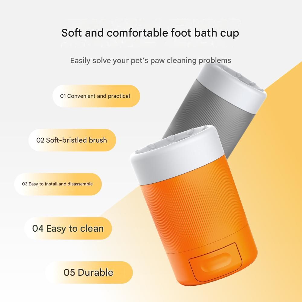 Grey Pet Paw Cleaner Cup - Portable Dog Foot Washer with Soft Silicone view 2