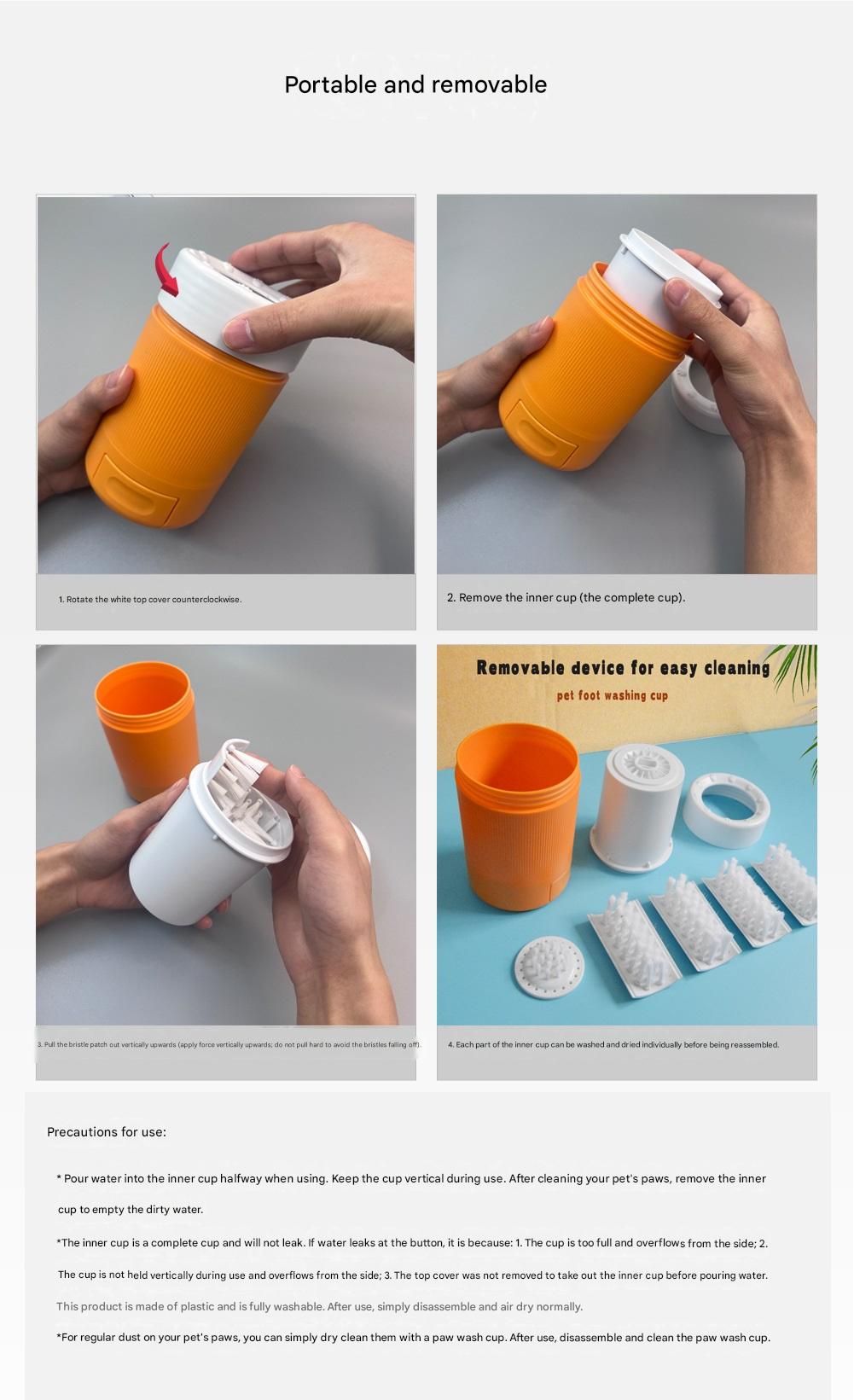 Orange Pet Paw Cleaner Cup - Portable Dog Foot Washer with Soft Silicone view 8