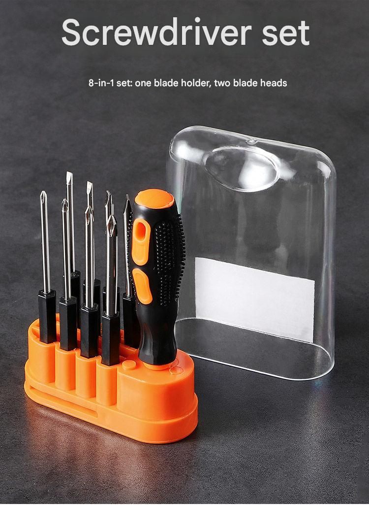 8-in-1 Black and Orange Multi-Bit Screwdriver Set - Compact Precision Tool Kit view 2