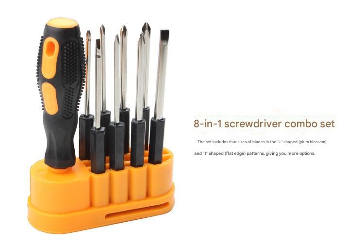 8-in-1 Black and Orange Multi-Bit Screwdriver Set - Compact Precision Tool Kit view 11