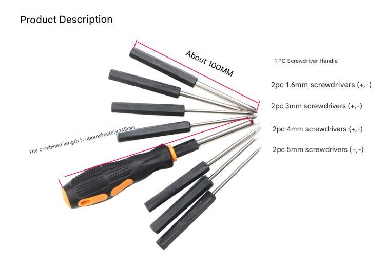 8-in-1 Black and Orange Multi-Bit Screwdriver Set - Compact Precision Tool Kit view 12