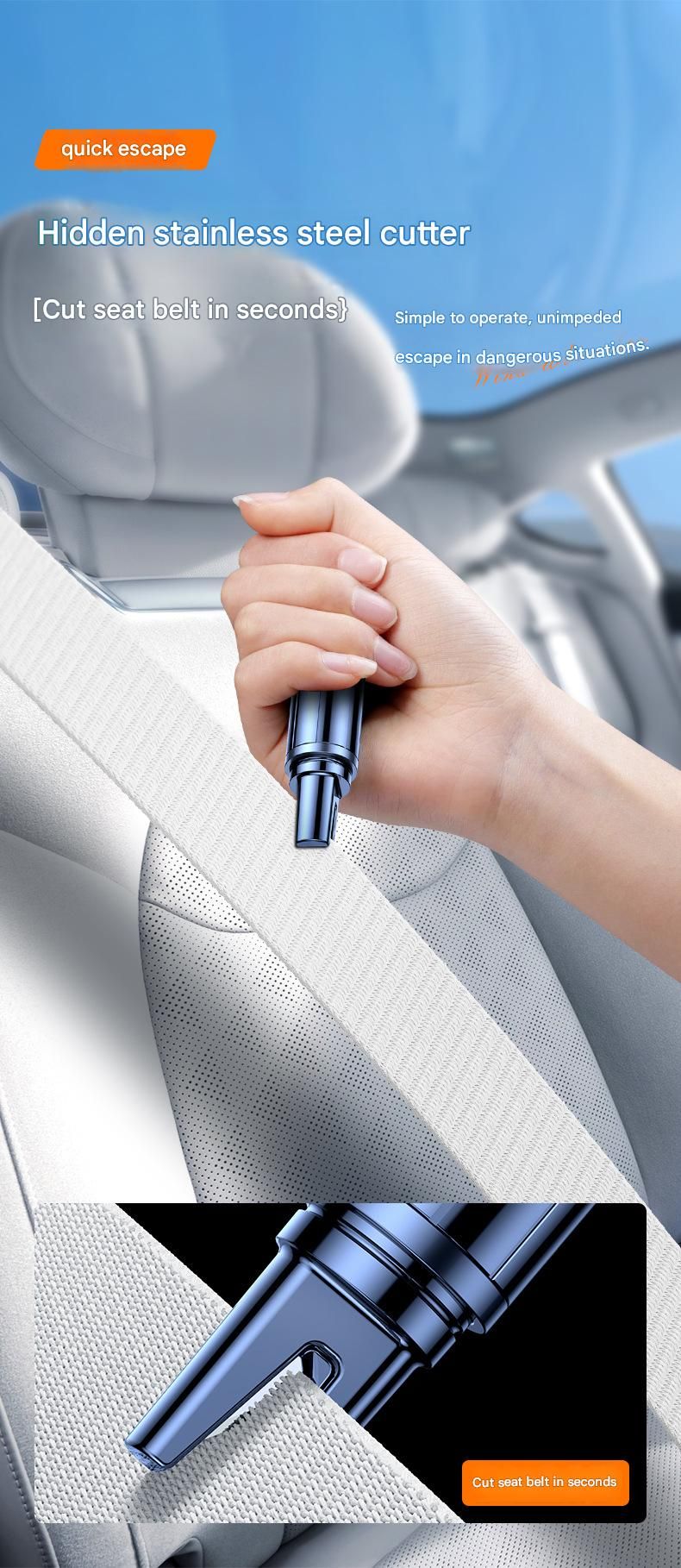 Red 2-in-1 Car Window Breaker and Seatbelt Cutter - Tungsten Steel Tip view 10