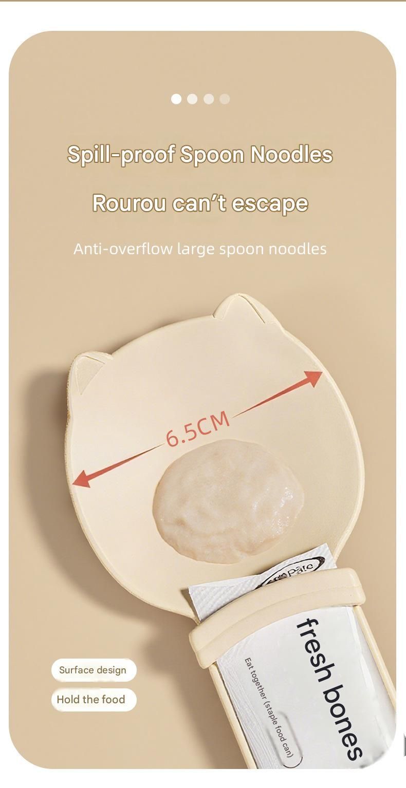 Beige Cat Treat Spoon for Wet Food & Paste - Extra-Long PP Handle view 5
