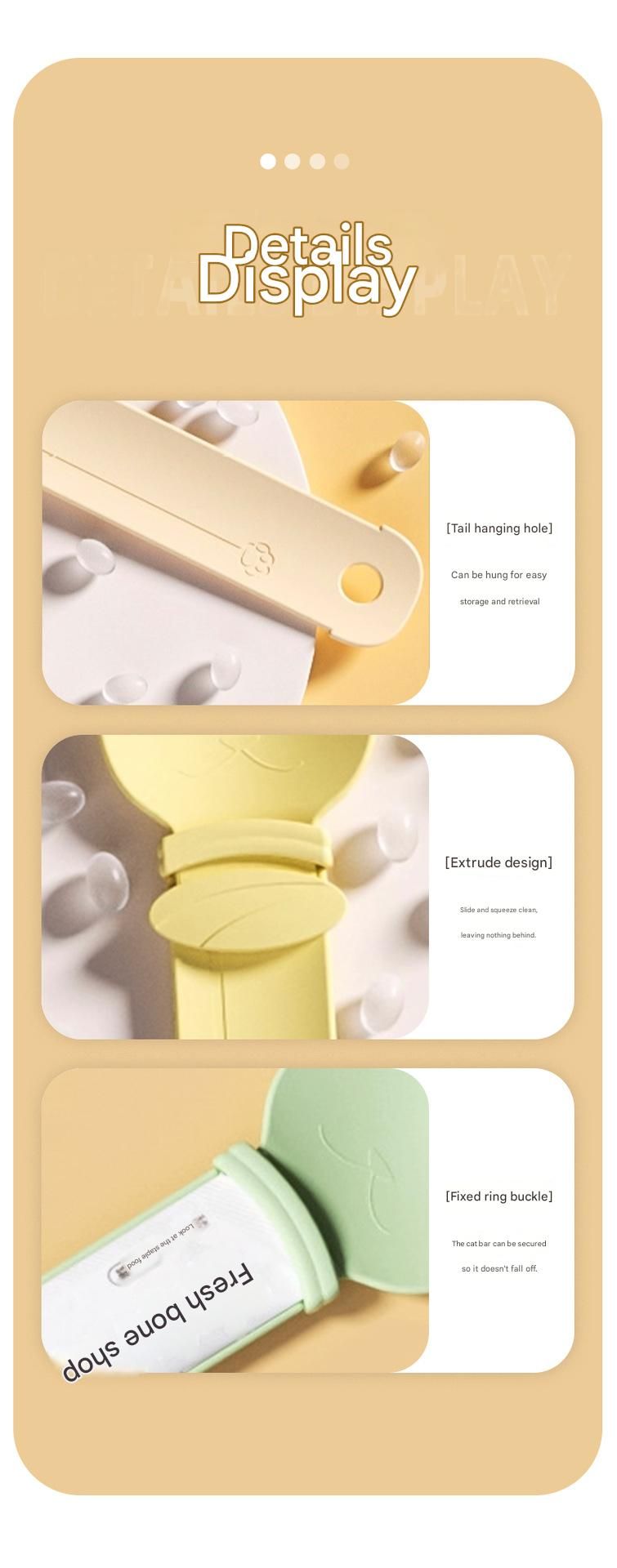 Beige Cat Treat Spoon for Wet Food & Paste - Extra-Long PP Handle view 7