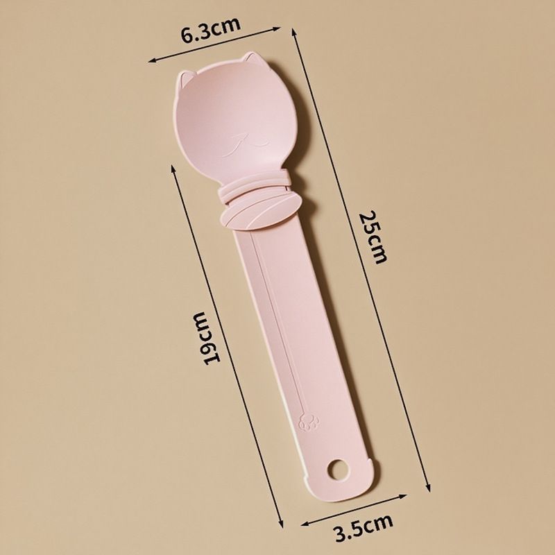 Pink Cat Treat Spoon for Wet Food & Paste - Extra-Long PP Handle