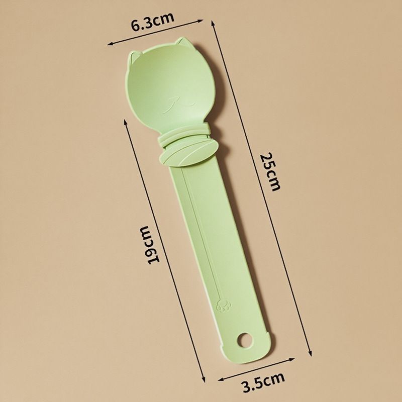 Green Cat Treat Spoon for Wet Food & Paste - Extra-Long PP Handle