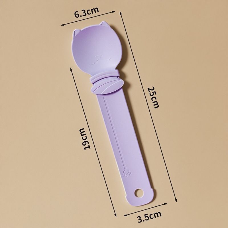 Purple Cat Treat Spoon for Wet Food & Paste - Extra-Long PP Handle