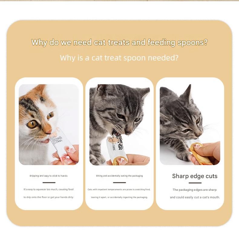 Purple Cat Treat Spoon for Wet Food & Paste - Extra-Long PP Handle view 3