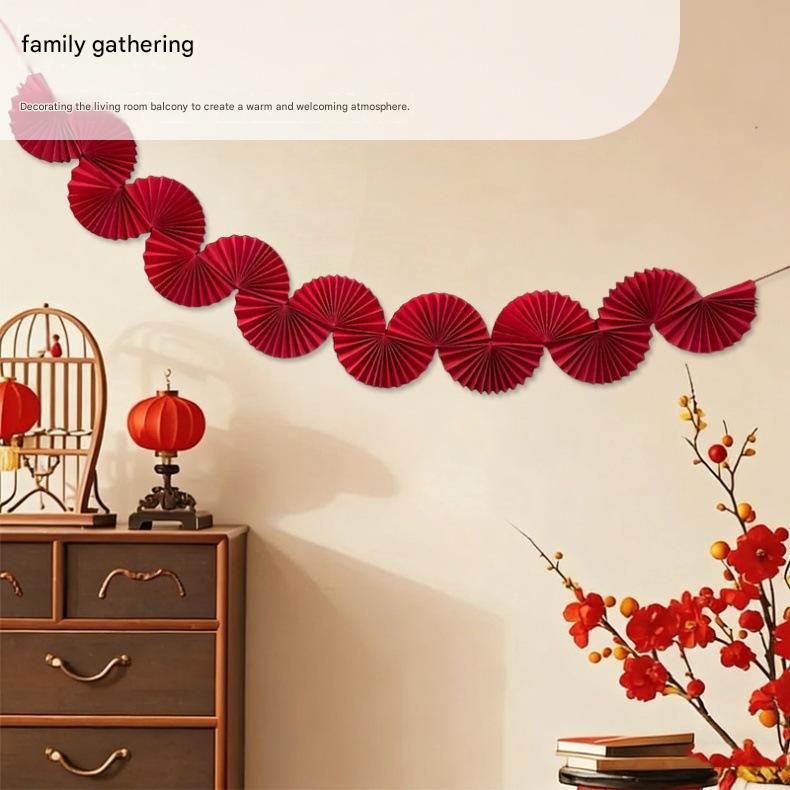 2-piece Macaron Colors Paper Fan Garland - Colourful Party Bunting with view 3