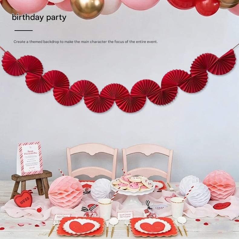 2-piece Macaron Colors Paper Fan Garland - Colourful Party Bunting with view 4