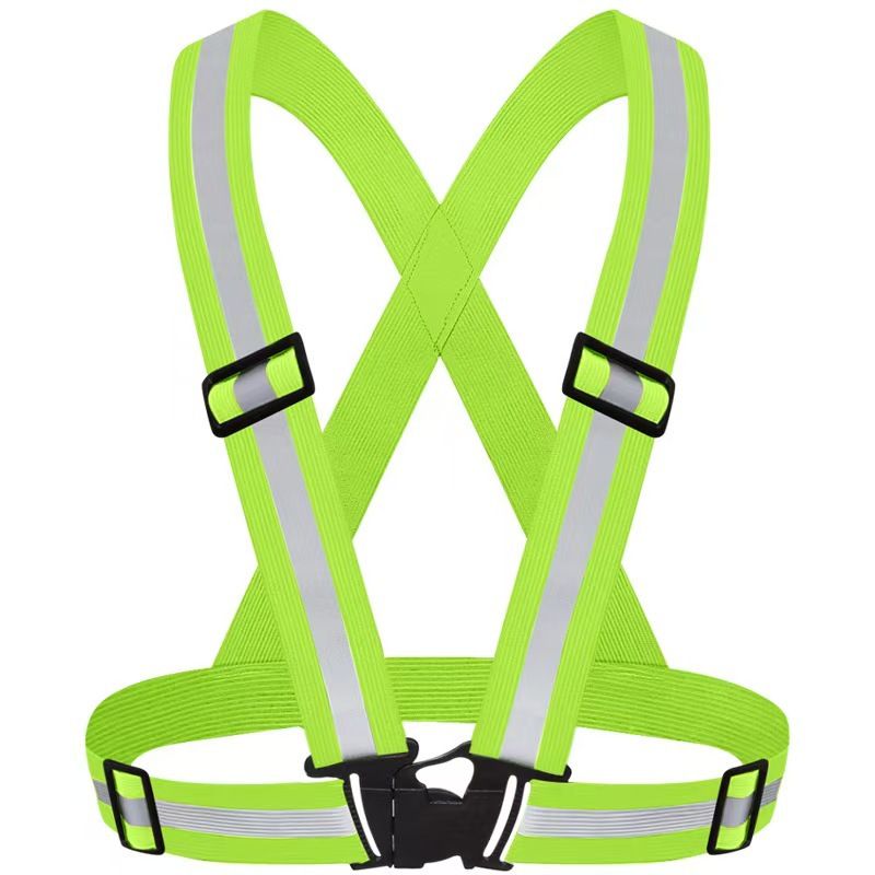 Green Adjustable Reflective Safety Vest - High Visibility Elastic Straps for