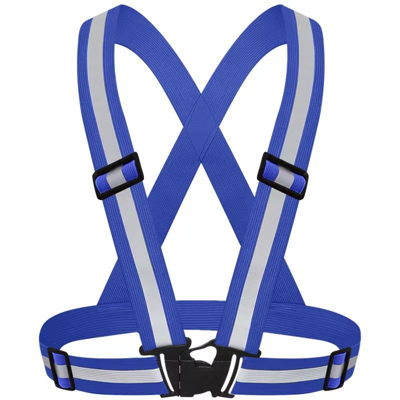 Blue Adjustable Reflective Safety Vest - High Visibility Elastic Straps for