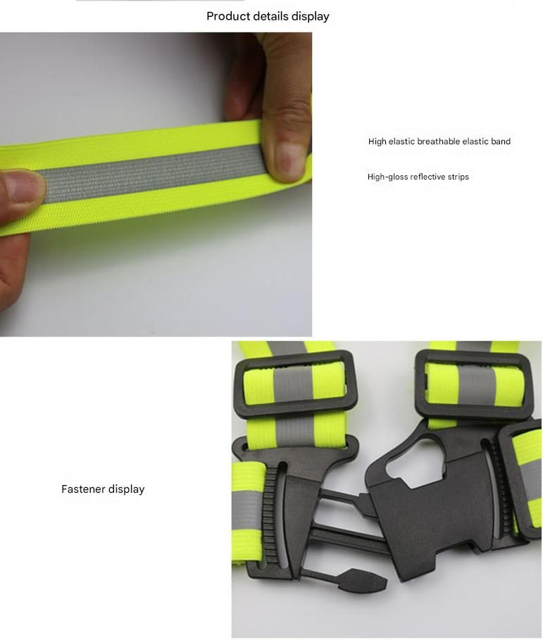 Red Adjustable Reflective Safety Vest - High Visibility Elastic Straps for view 3