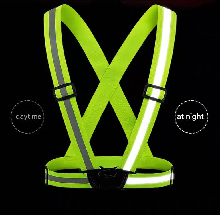 Red Adjustable Reflective Safety Vest - High Visibility Elastic Straps for view 6
