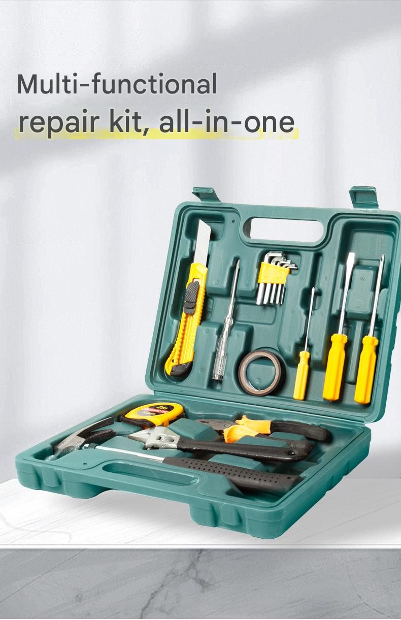Green 16 Piece Set -Multi-Purpose Home & Car Tool Kit - Durable Blow-Molded Case view 4