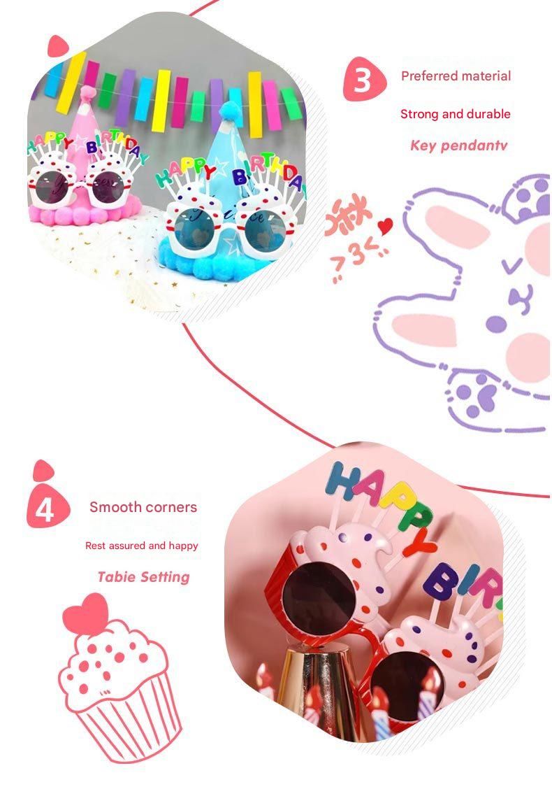 White Novelty Birthday Glasses - Fun Cake Design Party Props - Durable Plastic view 5