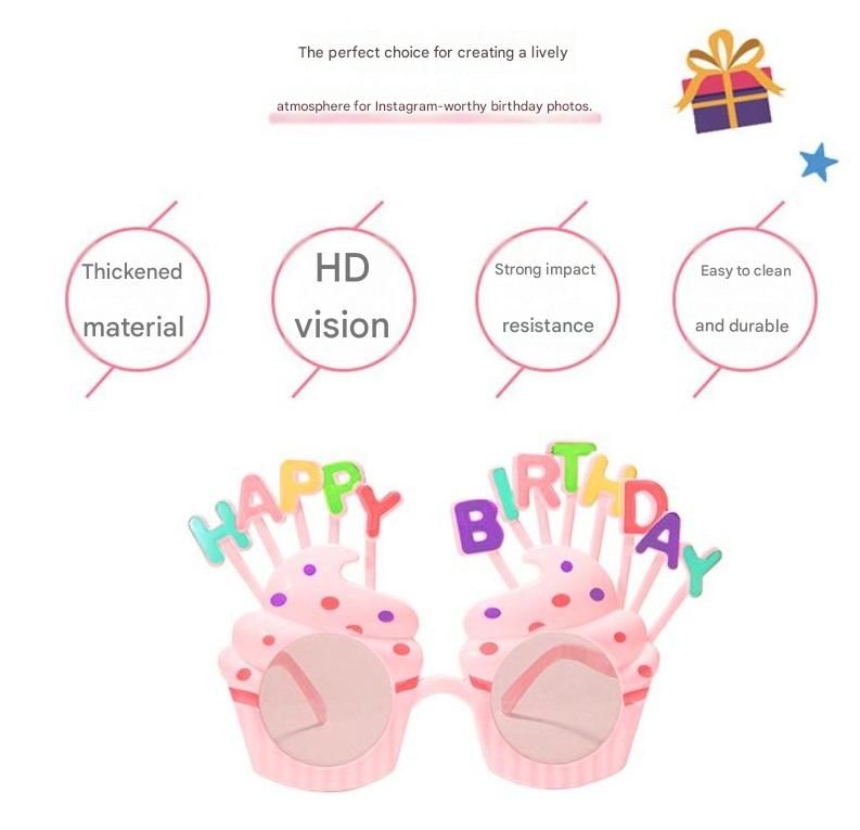 Blue Novelty Birthday Glasses - Fun Cake Design Party Props - Durable Plastic view 3