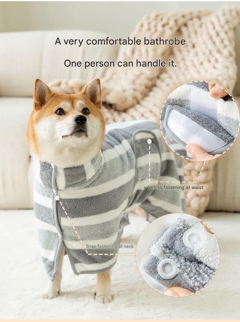 Grey and White S Size Super Absorbent Dog Bathrobe – Quick-Dry Coral Fleece view 4