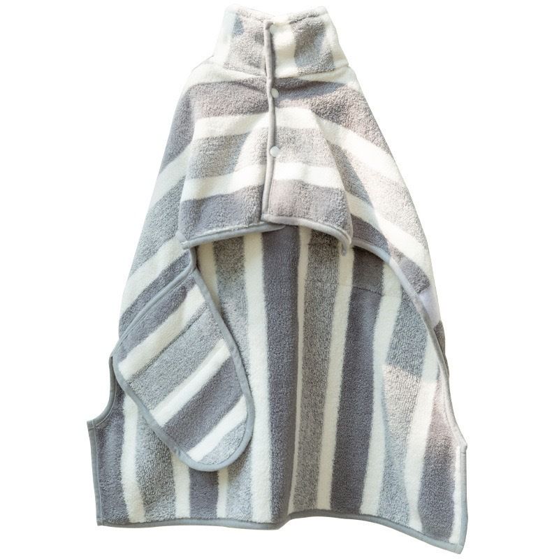Grey and White L Size Super Absorbent Dog Bathrobe – Quick-Dry Coral Fleece