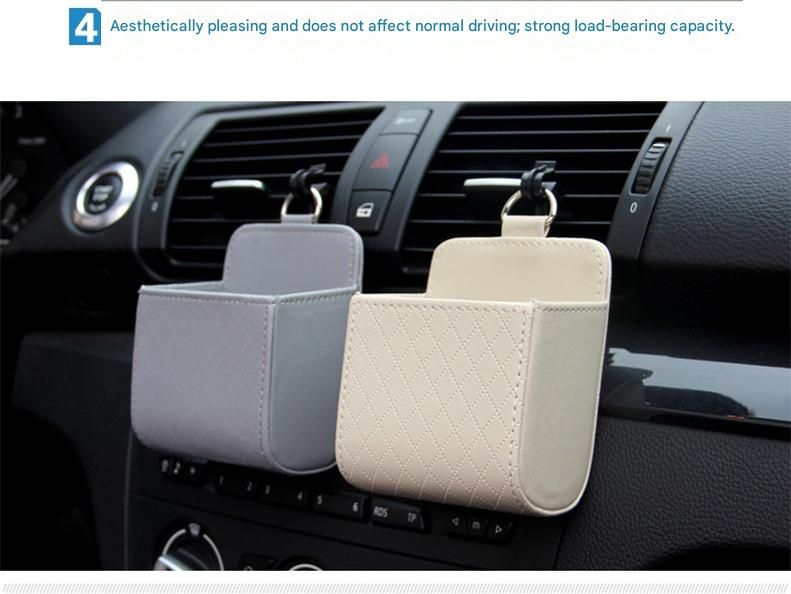 4-piece Black and Brown and Beige and Grey - Leather Car Air Vent Storage Bag view 7