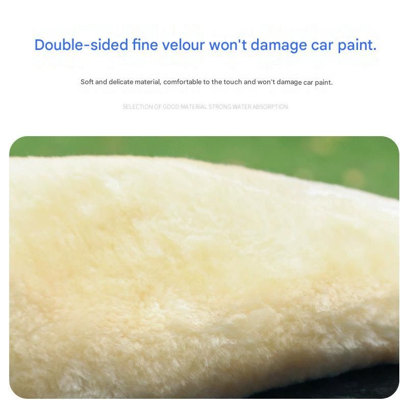 2-piece Beige Microfiber Car Wash Mitt - Double Sided Imitation Sheepskin Wash view 8