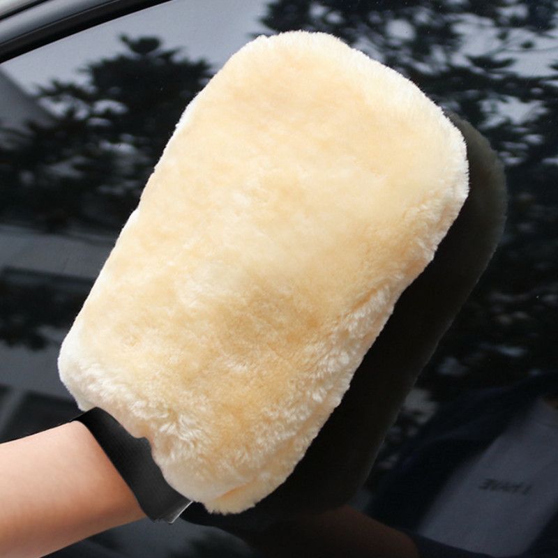 2-piece Beige Microfiber Car Wash Mitt - Double Sided Imitation Sheepskin Wash view 9