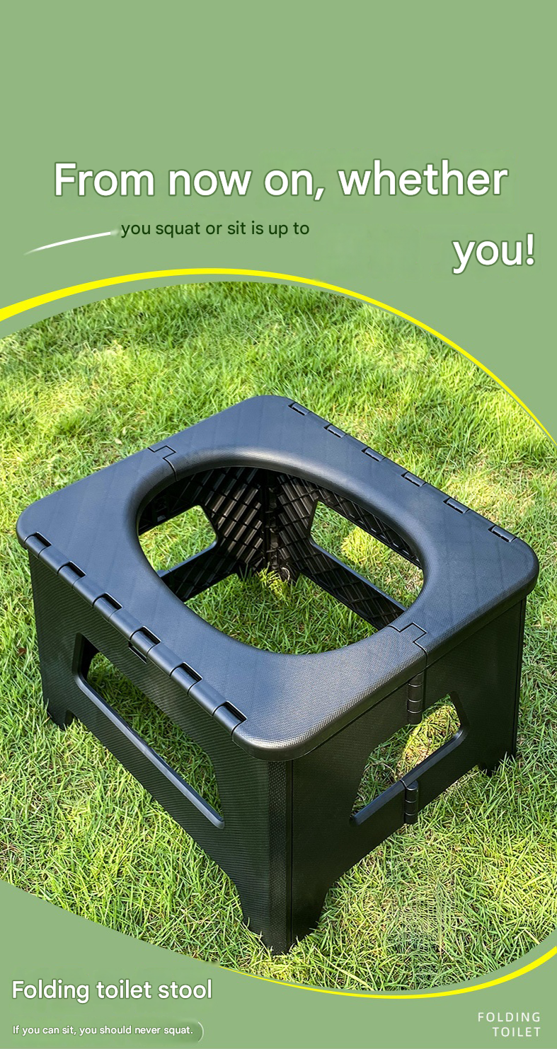 Black Small size Portable Folding Toilet Stool - PP Material - 100kg Load Capacity view 2